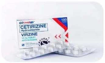 Virzine Cetirizine Hydrochloride tablet box